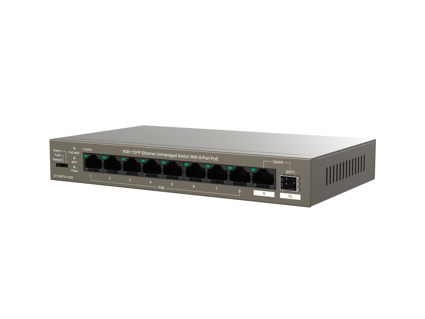IP-COM G1110PF-8-120W 9GE+1SFP Ethernet Unmanaged Switch With 8-Port PoE
