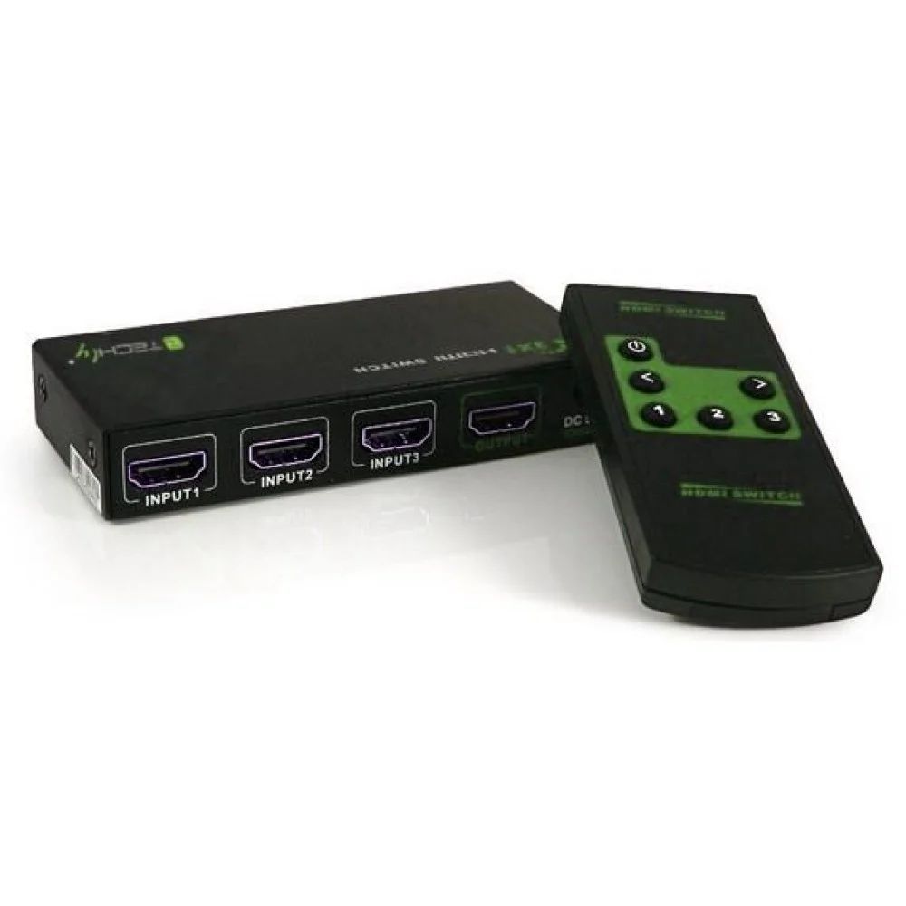 TECHLY  Switch HDMI 3 IN 1 OUT with Remote Control