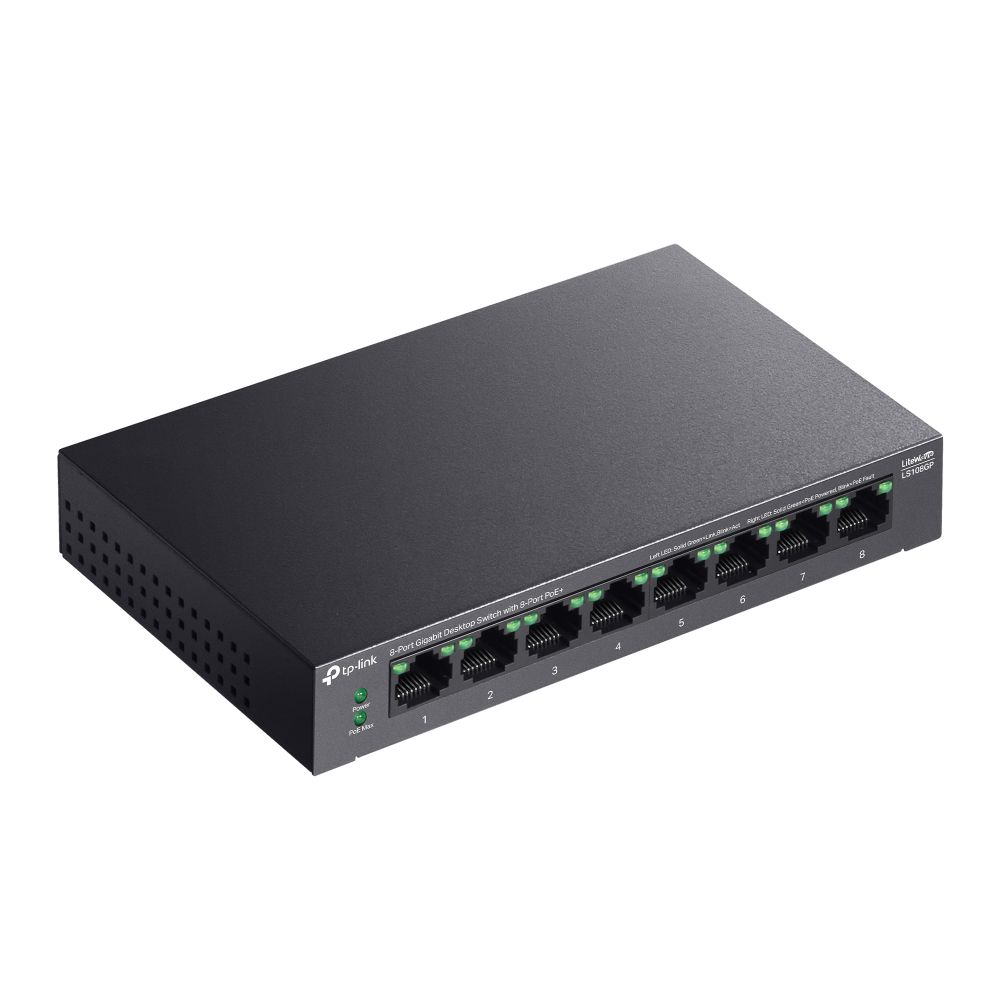 TP-Link LS108GP 8-Port Gigabit Desktop Switch with 8-Port PoE+