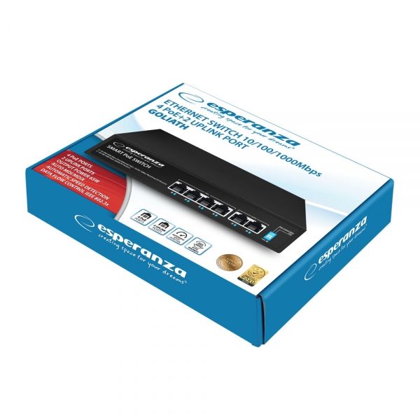 Esperanza ENS107 Goliath 4 PoE + 2 UPLINK PORT Ethernet Switch