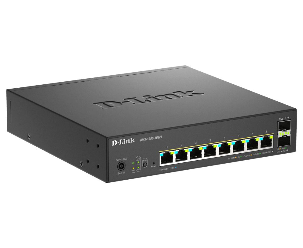 D-Link DMS-1250-10SPL 8-Port Multi-Gigabit Smart Managed Switch