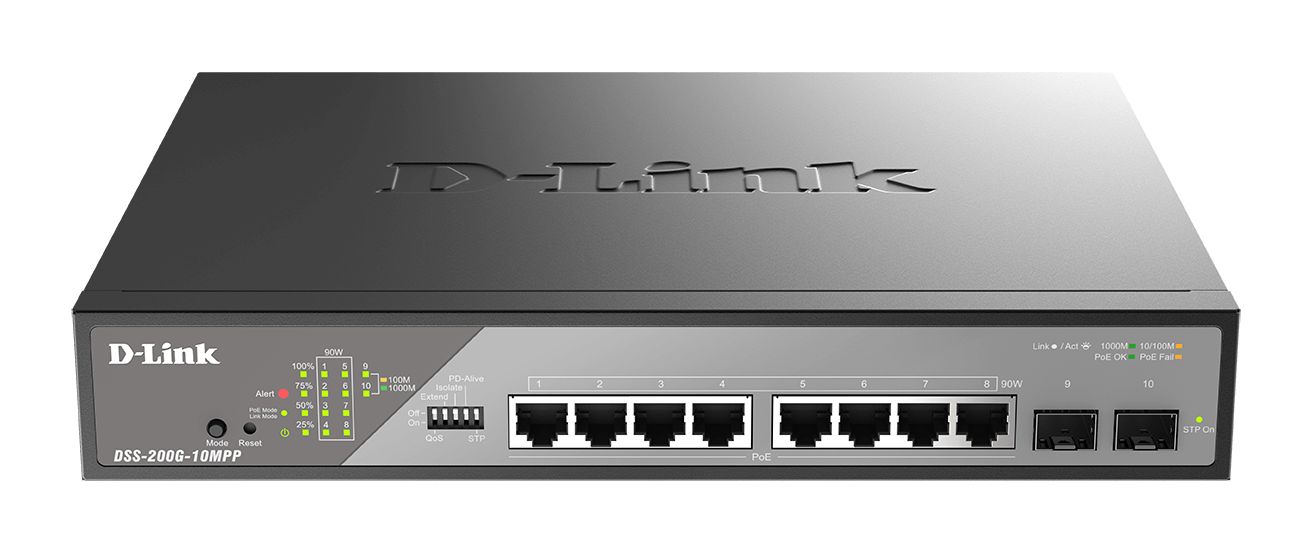 D-Link DSS-200G-10MPP 8-Port 10/100/1000 PoE Gigabit Ethernet Surveillance Switch