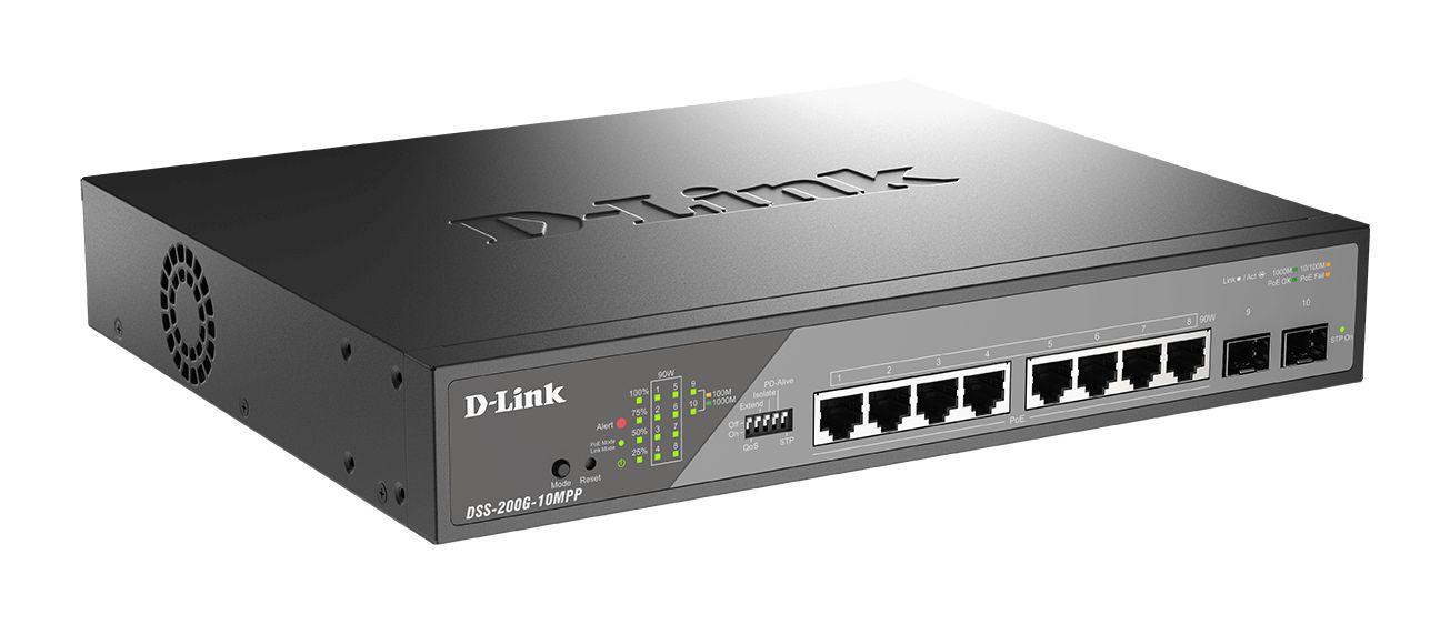 D-Link DSS-200G-10MPP 8-Port 10/100/1000 PoE Gigabit Ethernet Surveillance Switch