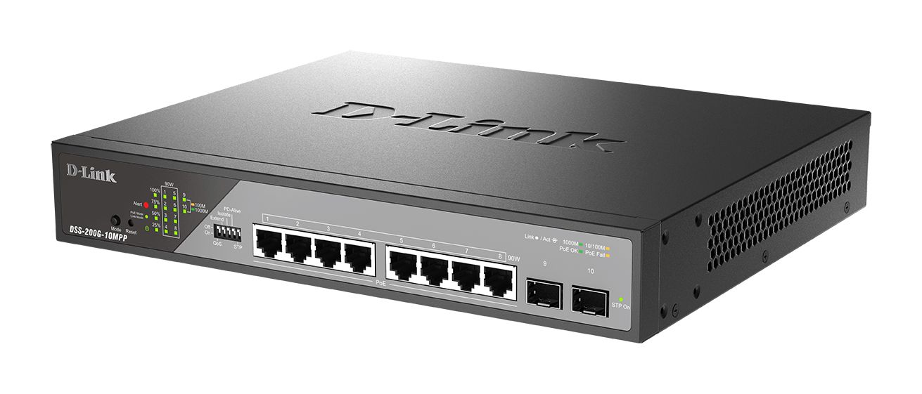 D-Link DSS-200G-10MPP 8-Port 10/100/1000 PoE Gigabit Ethernet Surveillance Switch