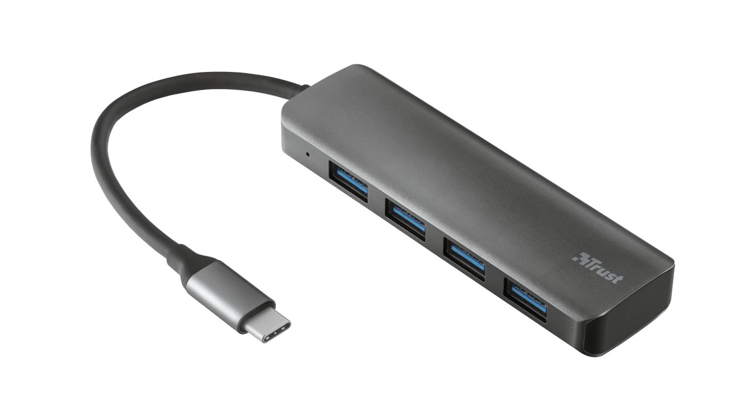 Trust Halyx Aluminium USB-C to 4-Port USB-A 3.2 Hub Black