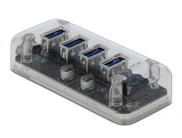 DeLock External USB 3.0 Hub with 4Ports Transparent
