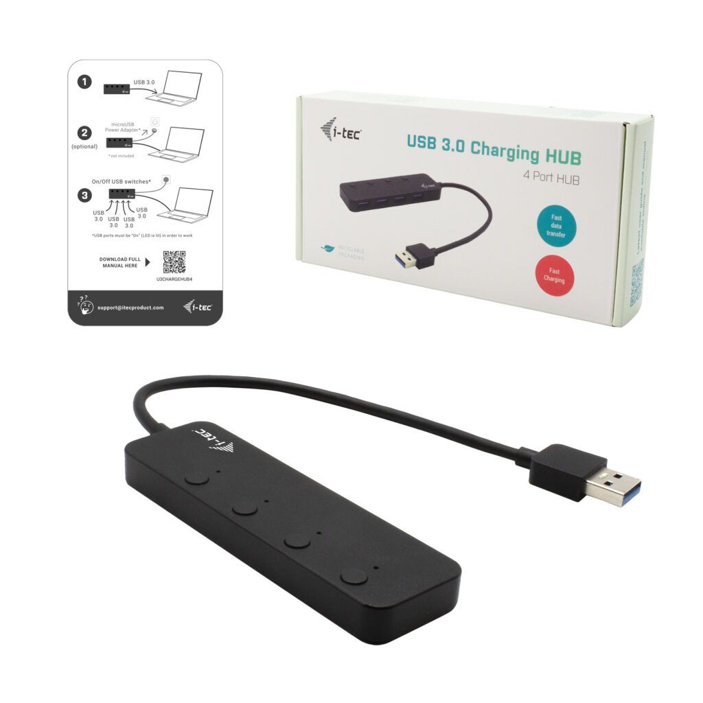 I-TEC 4-Port USB3.0 Metal HUB Metal with individual On/Off Switches