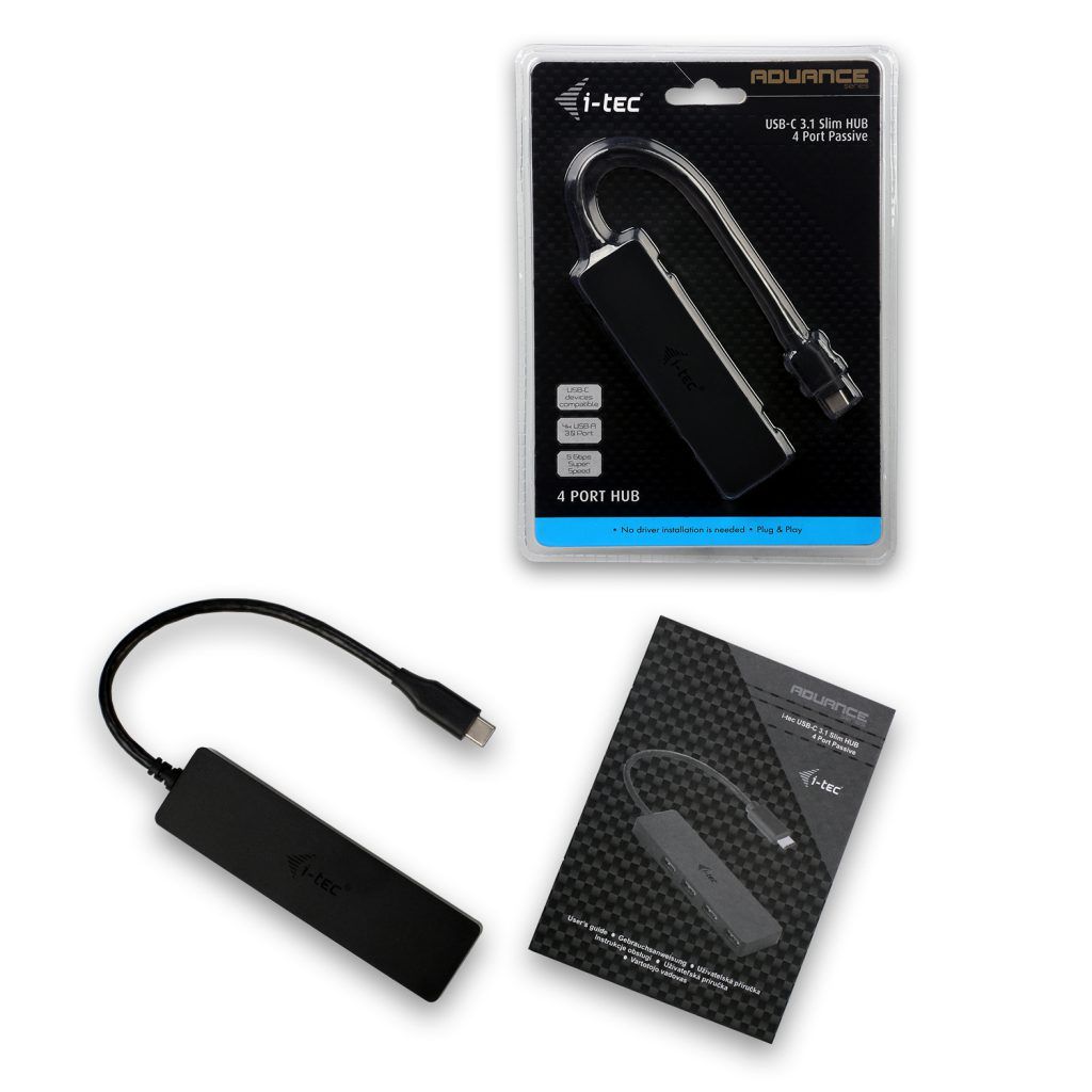 I-TEC 4-port USB-C Slim Passive Hub Black