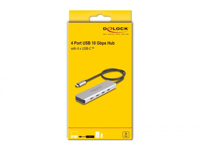 DeLock 4-port USB Type-C Hub 0,35m Grey