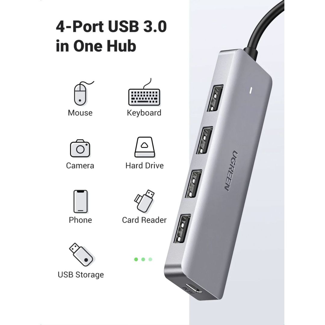 UGREEN USB-C 3.0 To 4 Ports HUB Gray