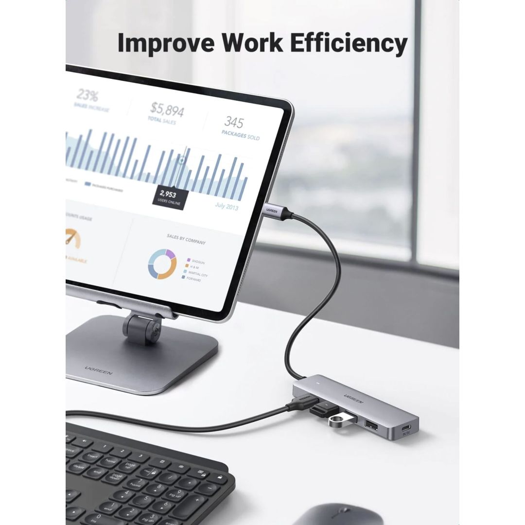 UGREEN USB-C 3.0 To 4 Ports HUB Gray