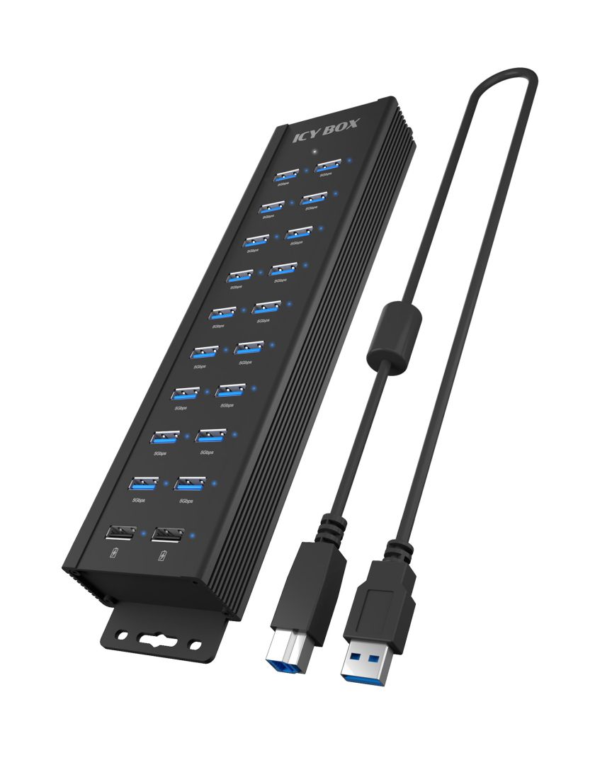 Raidsonic IcyBox IB-HUB1720-U3 20-portos USB3.2 HUB Black