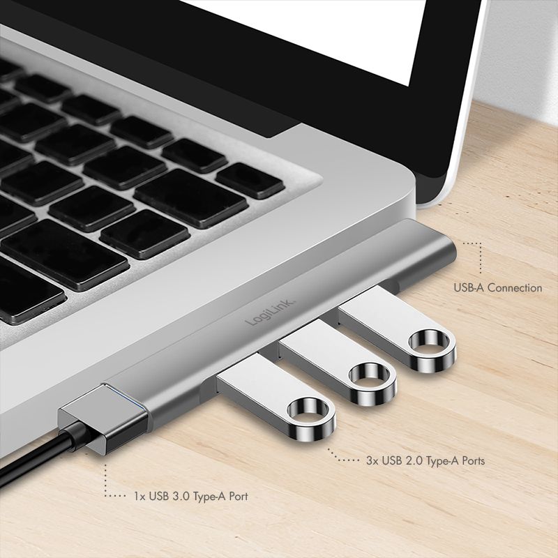 Logilink UA0436 Ultraslim 4-Port USB-A Hub Aluminium