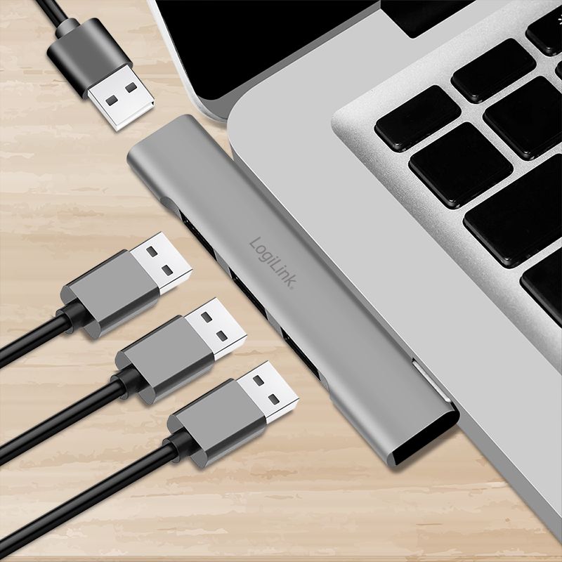 Logilink UA0436 Ultraslim 4-Port USB-A Hub Aluminium