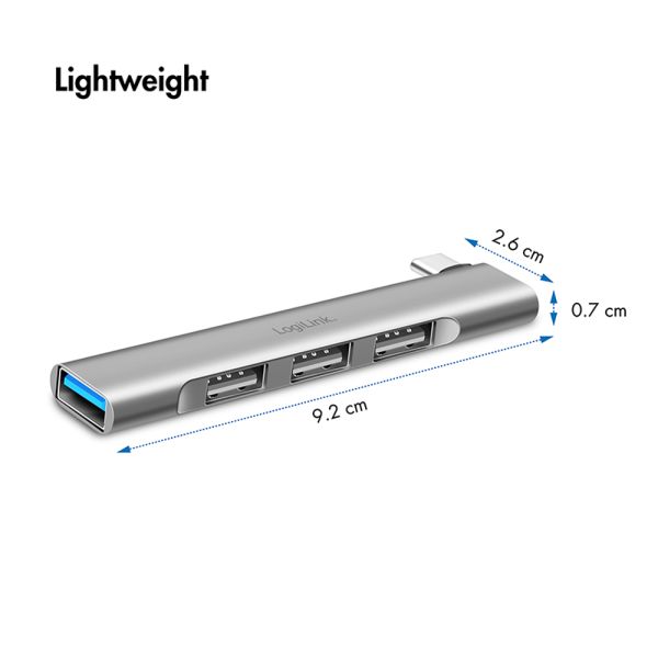 Logilink UA0437 Ultraslim 4-Port USB-C-Hub Aluminium
