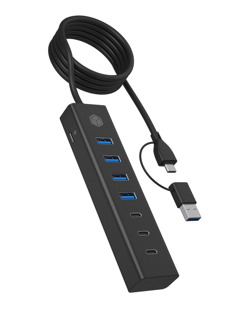 Raidsonic IcyBox IB-HUB1737-C3 7-portos USB3.2 HUB Black