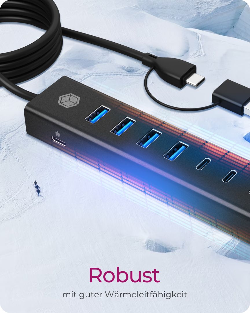 Raidsonic IcyBox IB-HUB1737-C3 7-portos USB3.2 HUB Black
