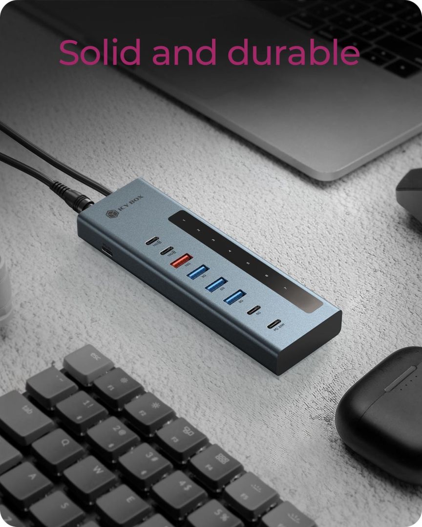 Raidsonic IcyBox IB-HUB1743-CPD 9-portos USB3.2 HUB Black