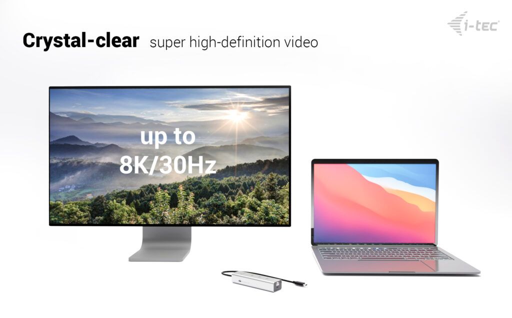 I-TEC USB-C Charging Metal HUB 5port with USB-C video 8K + Power Delivery 85W