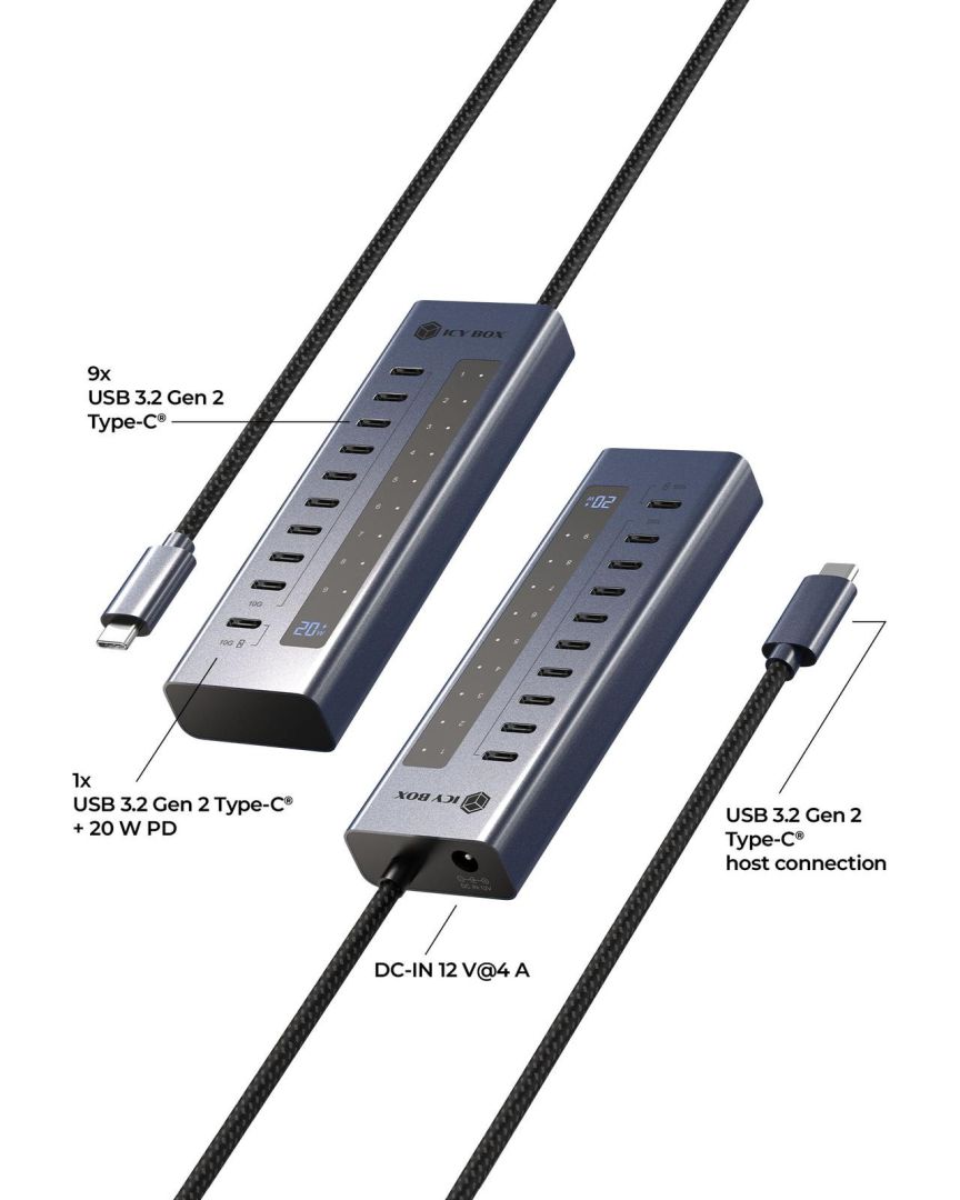 Raidsonic IcyBox IB-HUB1450-C31 10 ports USB Type-C Gen 2 Hub