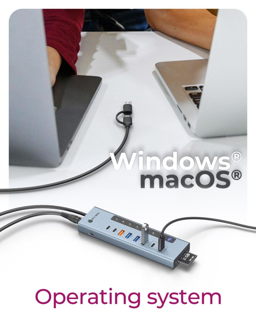 Raidsonic IcyBox IB-HUB1742CR-C2PD 11-portos USB3.2 HUB Black