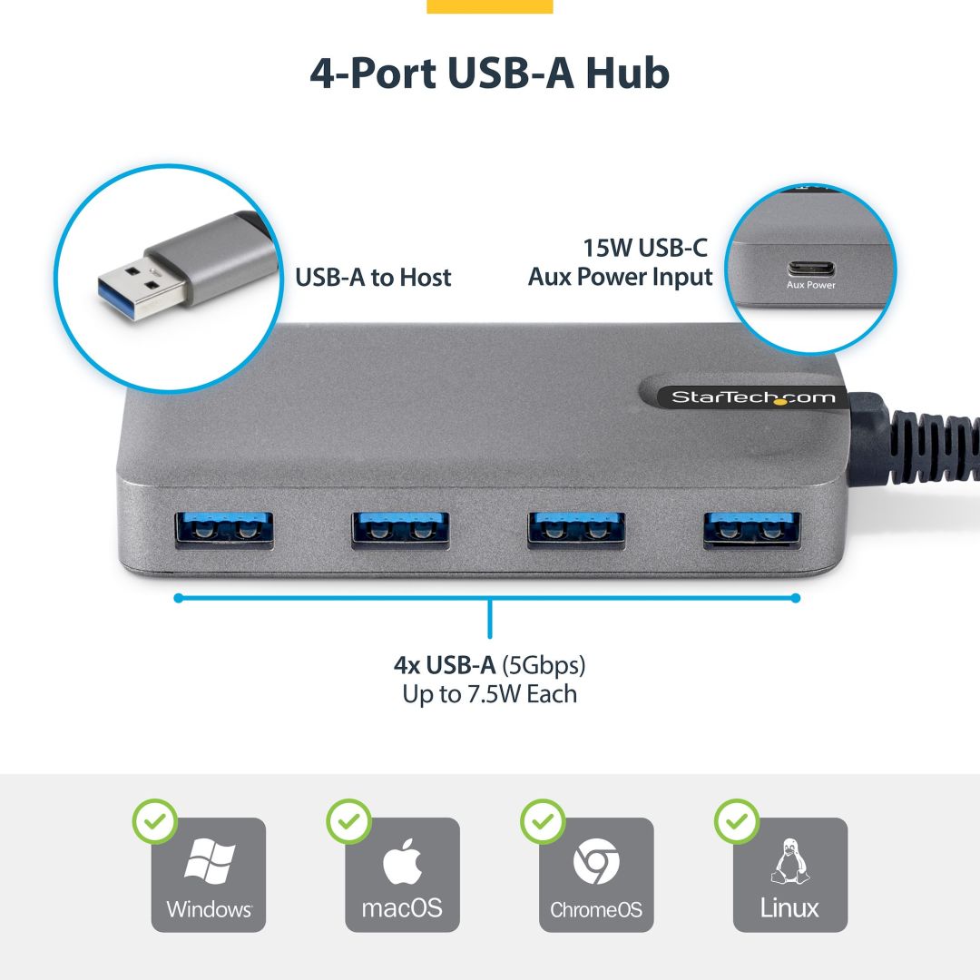 Startech 5-portos USB3.2 HUB Space Gray