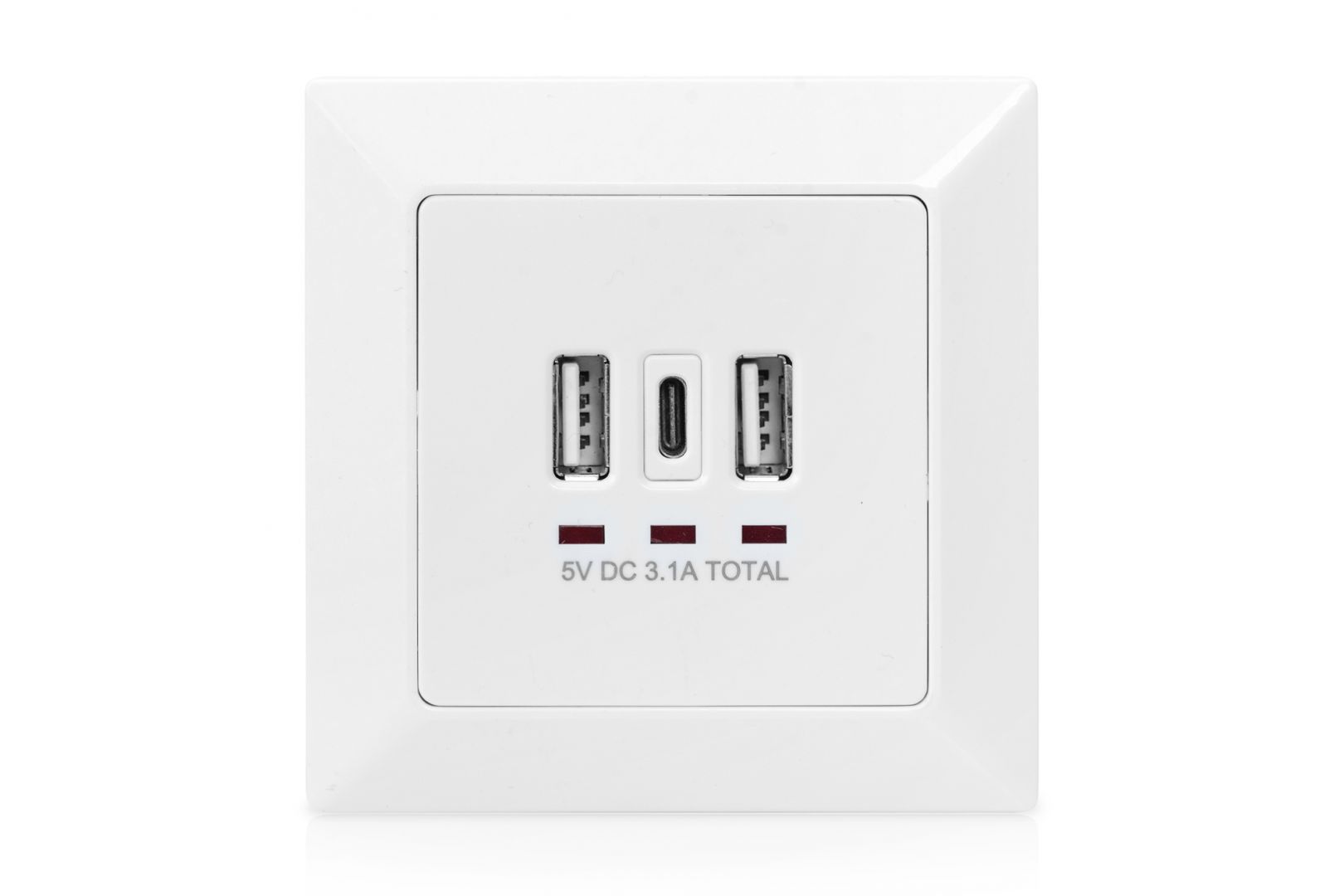 Digitus DA-70618 csatlakozóaljzat 2 x USB A + 1 x USB C White