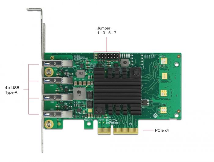 DeLock PCI Express x4 Card to 4x external USB 3.0 Quad Channel Low Profile Form Factor