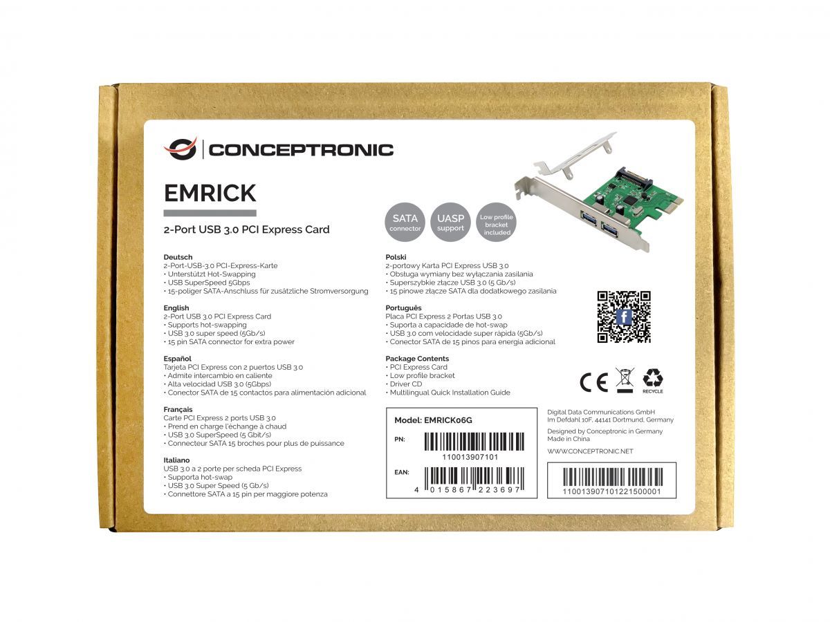 Conceptronic  EMRICK06G 2-Port USB 3.0 PCIe Card
