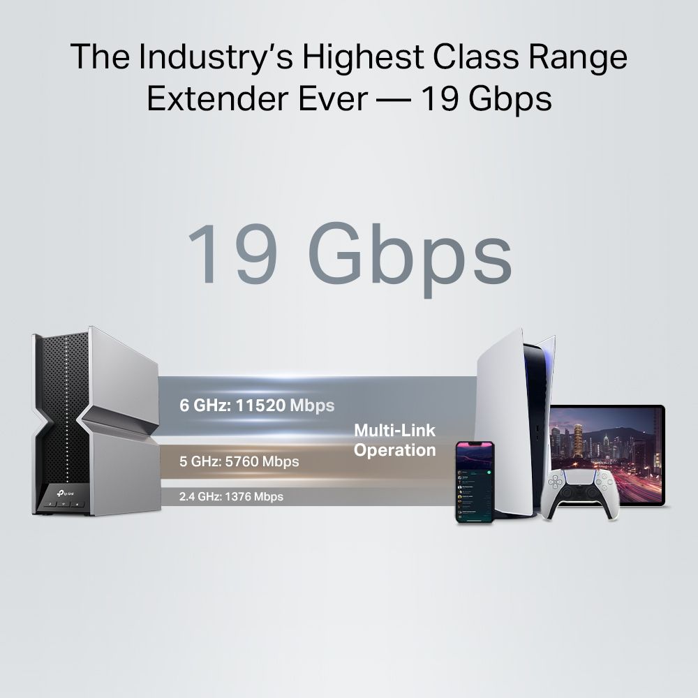 TP-Link RE800BE BE19000 Tri-Band Wi-Fi 7 Range Extender