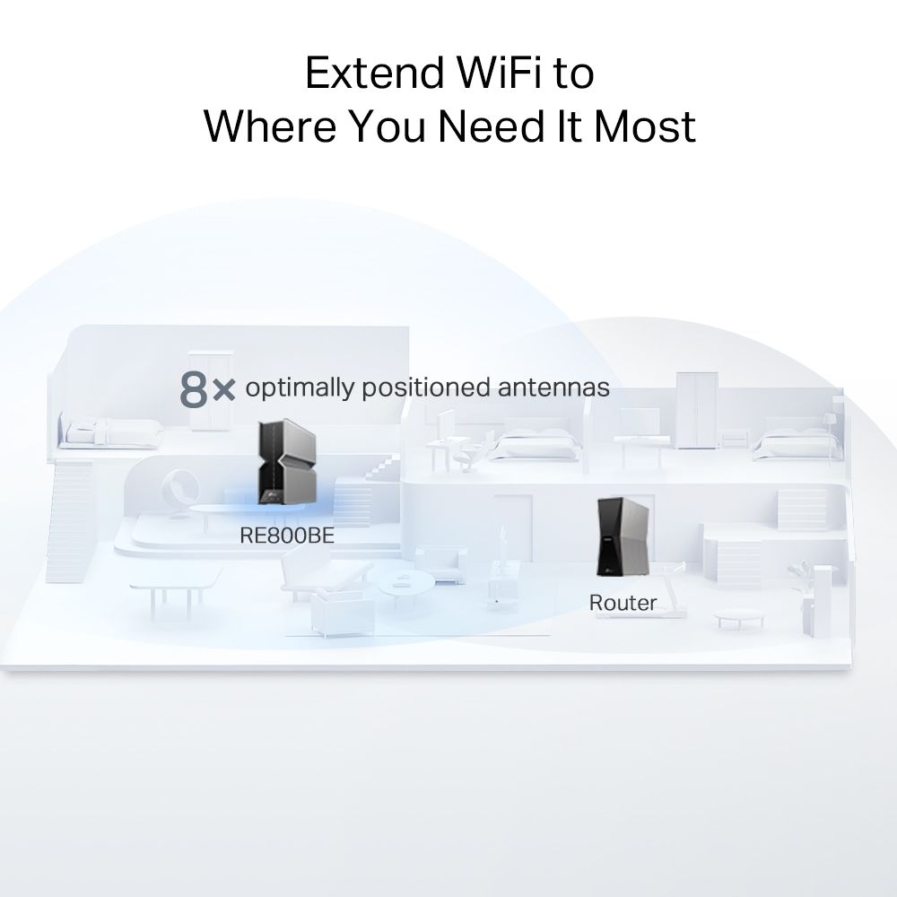 TP-Link RE800BE BE19000 Tri-Band Wi-Fi 7 Range Extender
