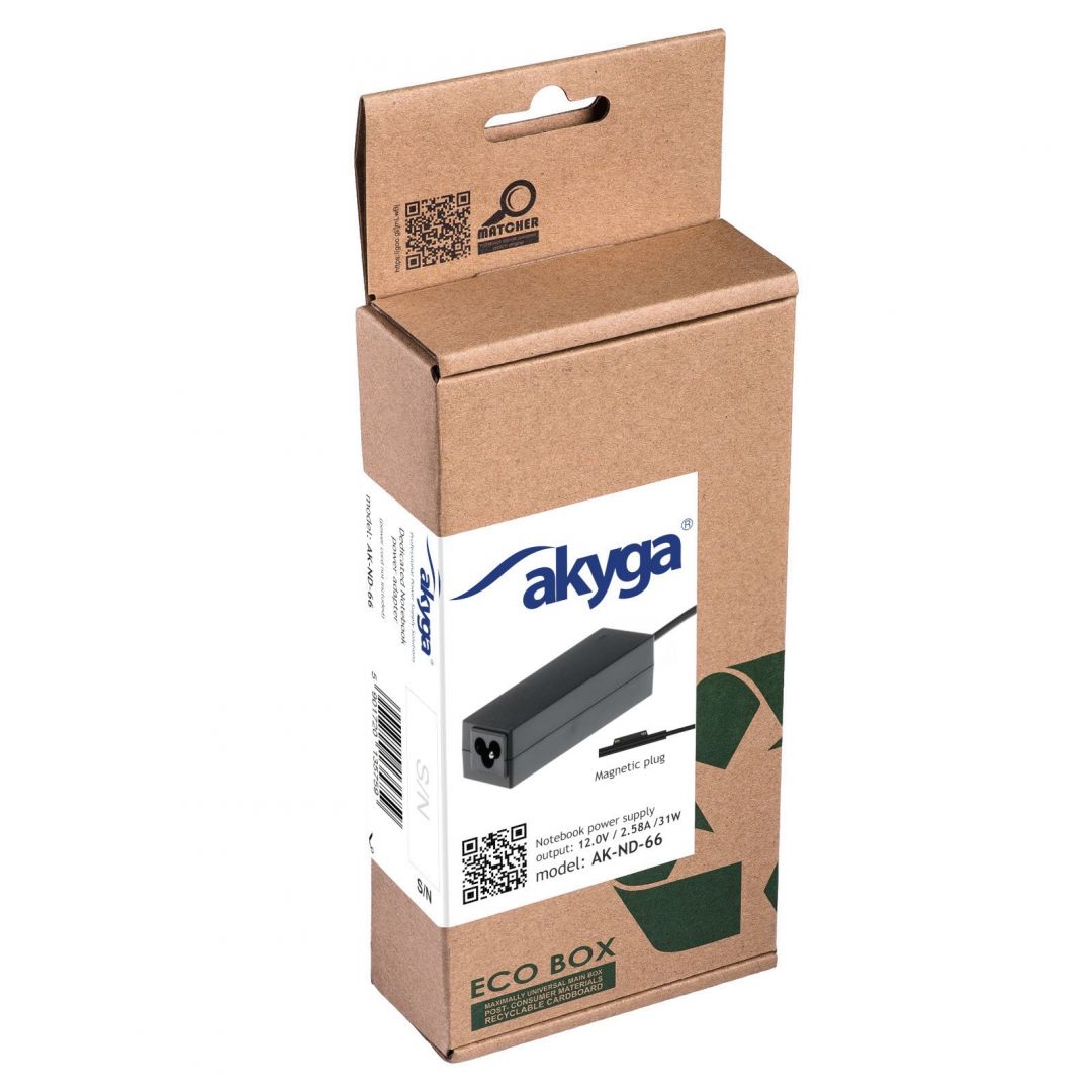 Akyga AK-ND-66 12V / 2,58A 31W Surface Connect Microsoft hálózati notebook töltő