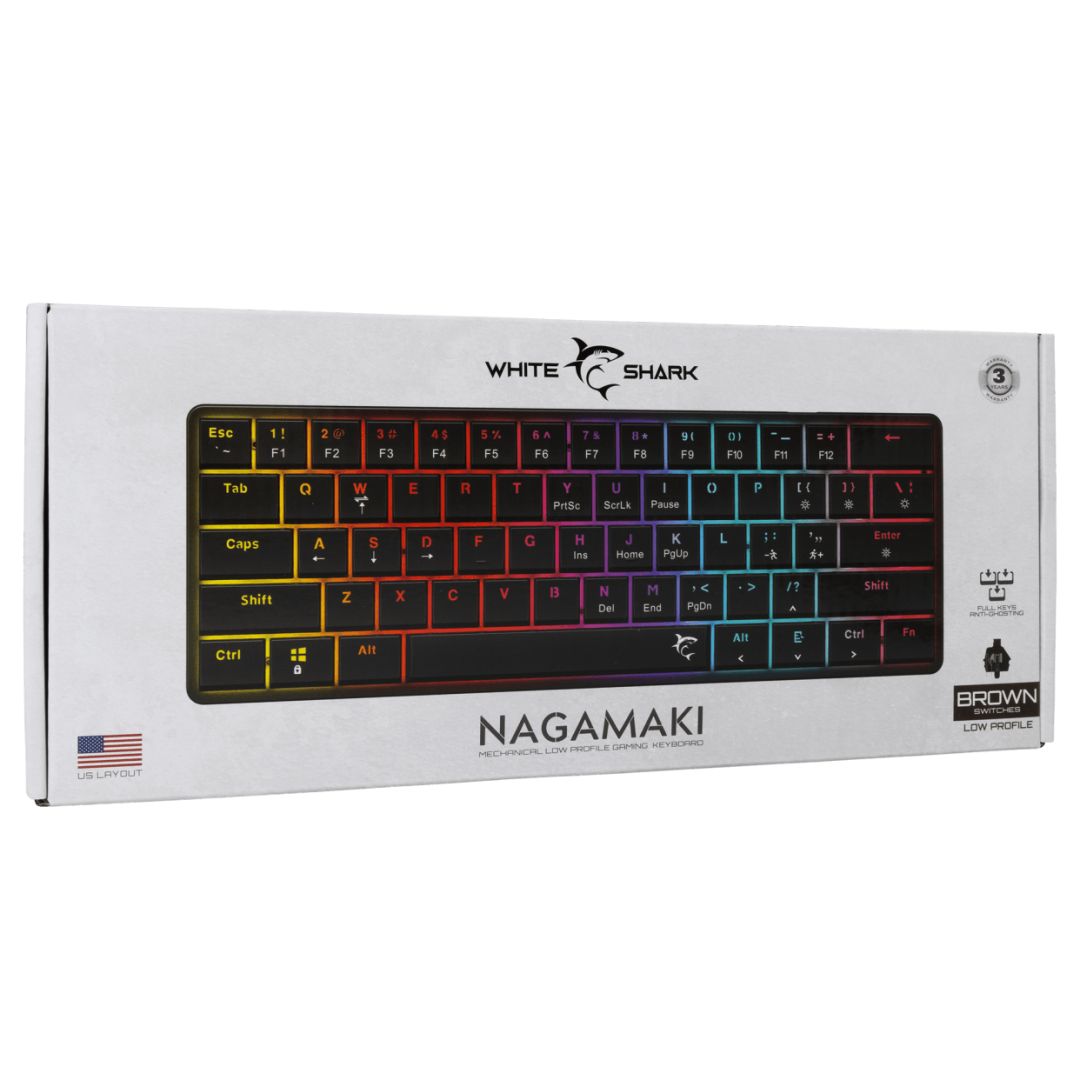 White Shark Nagamaki RGB Gaming keyboard Black US