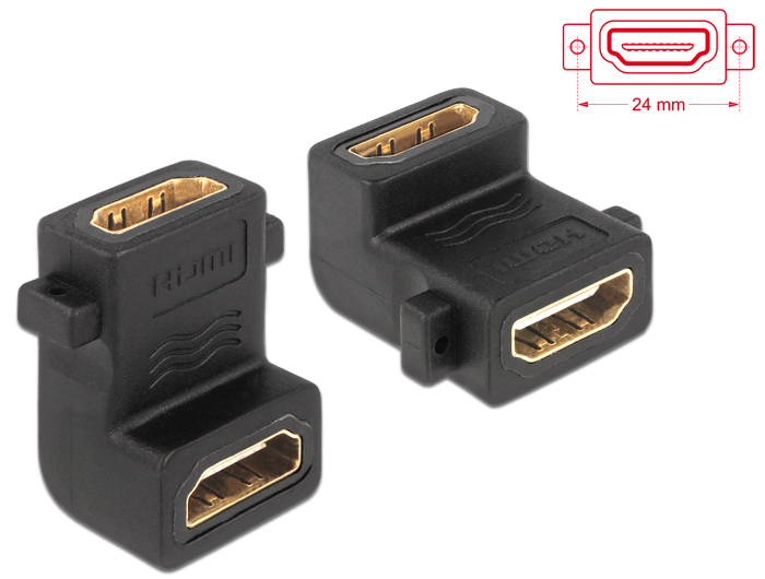 DeLock Adapter HDMI A female > female with screw hole 90° angled