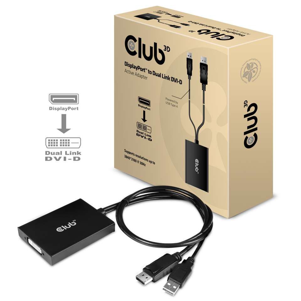 Club3D DisplayPort to Dual Link DVI-D Active Adapter