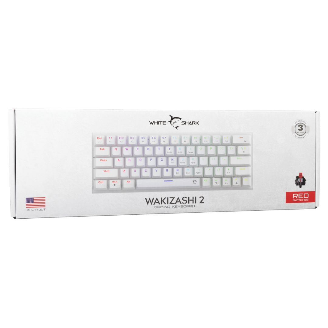 White Shark Wakizashi 2 Red Switches Gaming Keyboard White US
