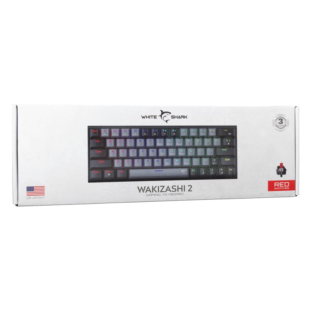White Shark Wakizashi 2 Red Switches Gaming Keyboard Grey/Black US