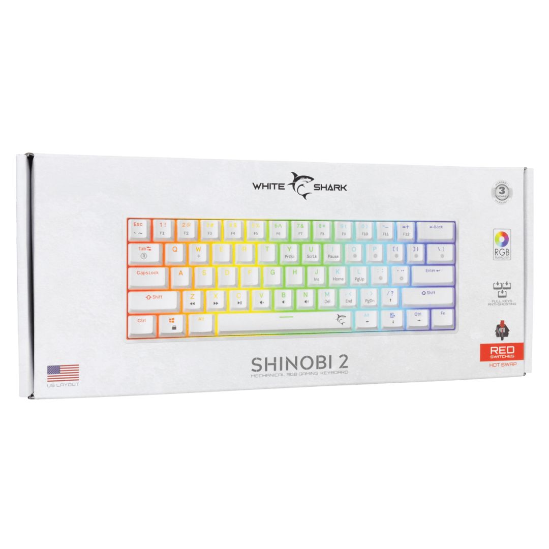 White Shark Shinobi 2 RGB Gaming keyboard White US