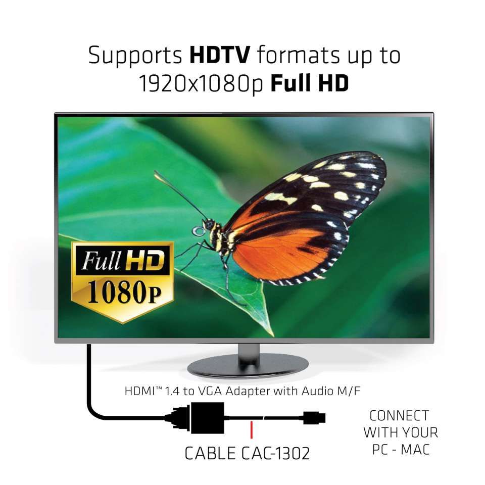 Club3D HDMI 1.4 to VGA Adapter with Audio M/F