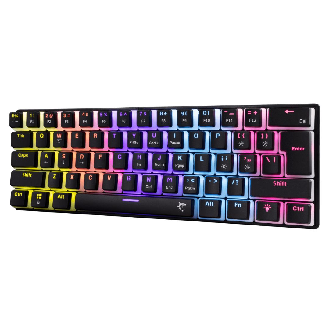 White Shark Ashiko 2 Blue Switches Mechanical 60% Gaming Keyboard Black US