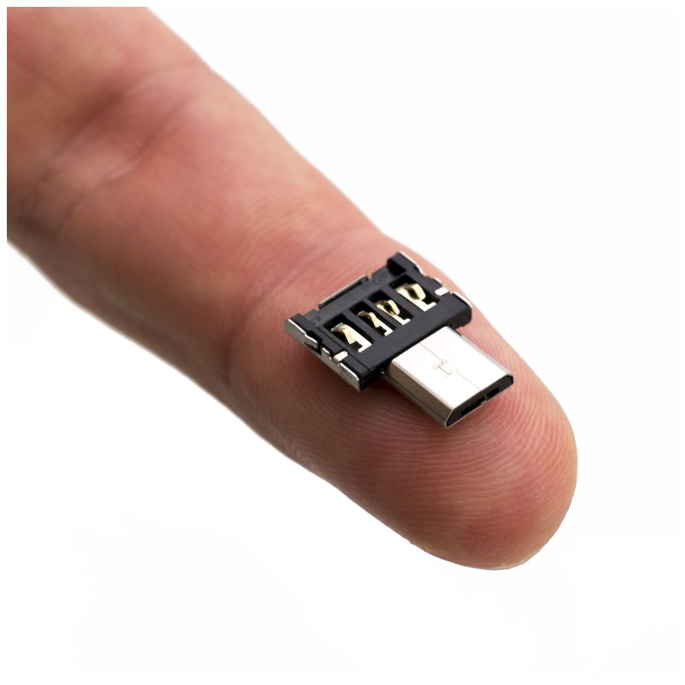 FIXED miniatűr micro USB adapter OTG (On-The-Go) funkcióval, tok, USB 2.0, fekete