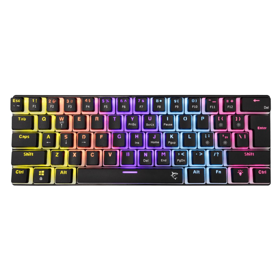 White Shark Ashiko 2 Red Switches Mechanical 60% Gaming Keyboard Black US
