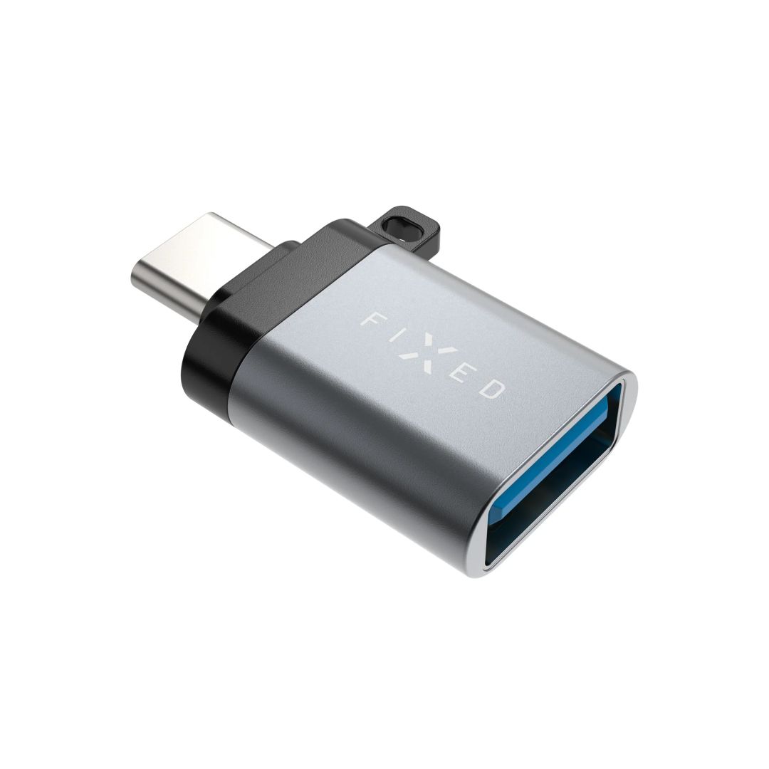 FIXED USB-C - USB-A átalakító, aluminum, szürke