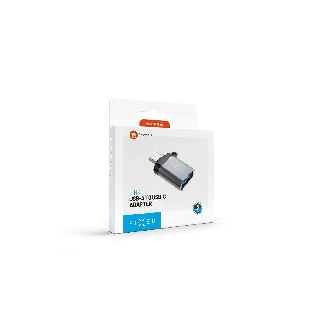 FIXED USB-C - USB-A átalakító, aluminum, szürke