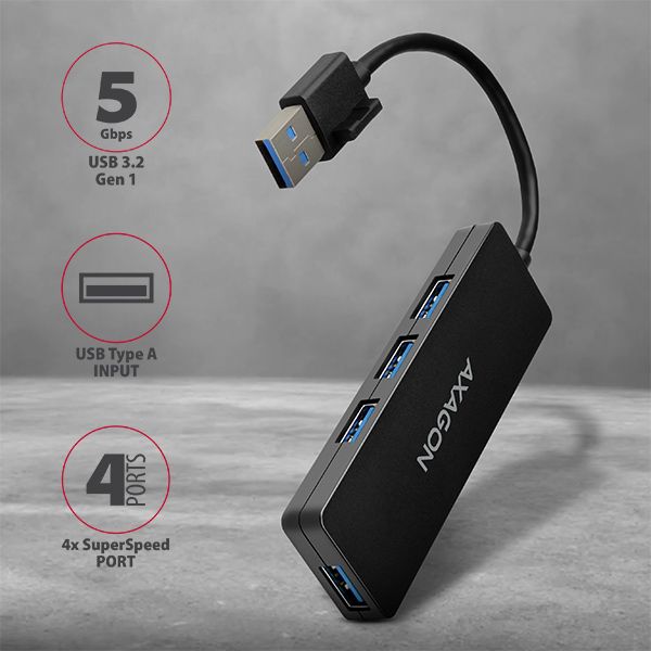 AXAGON HUE-G1A Slim Hub Black