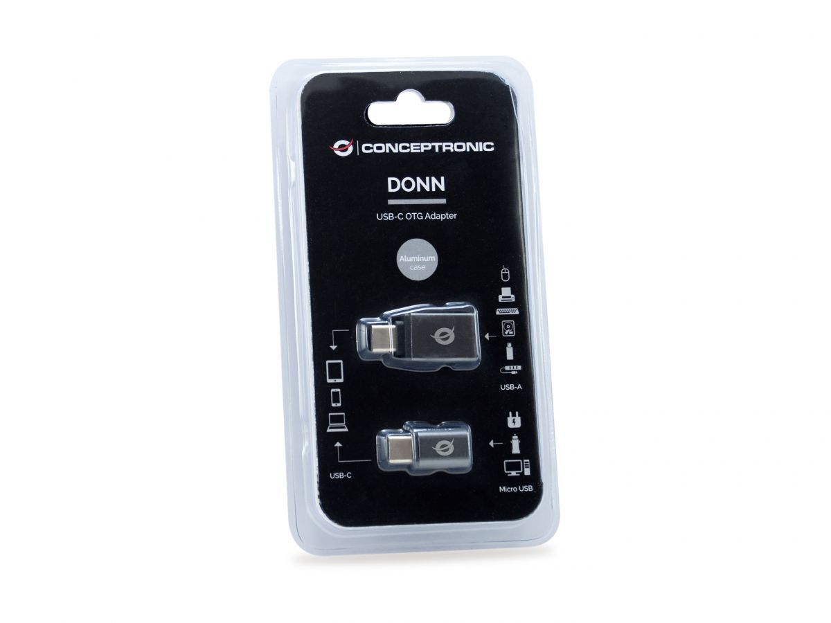 Conceptronic  DONN04G USB-C OTG Adapter (2-Pack) (USB-C to USB-A & USB-C to microUSB)