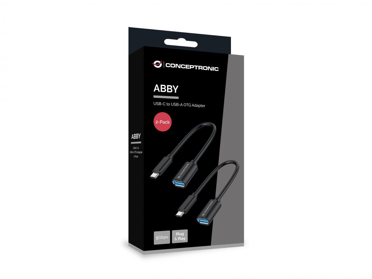 Conceptronic  ABBY11B USB-C to USB-A OTG Adapter 20cm Black (2-Pack)