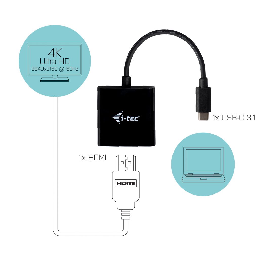 I-TEC USB-C HDMI 4K/60 Hz Adapter cable Black