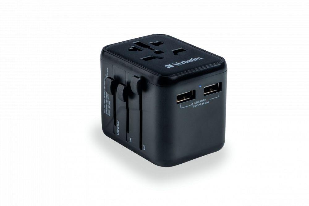 Verbatim Universal Travel Adapter UTA-01 Plug with 2 x USB-A ports