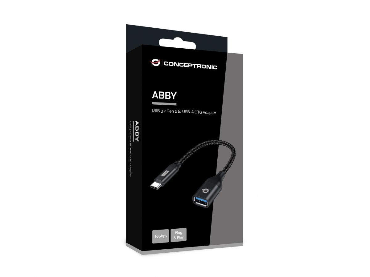 Conceptronic  ABBY18B USB-C to USB-A OTG Adapter Black